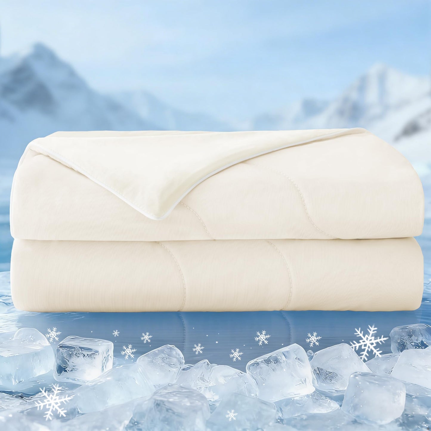 Exclusivo Mezcla Cooling Comforter King Size Brich Beige, Lightweight Summer Blanket for Hot Sleepers, Soft Breathable Cool Bedding Duvet for Night Sweats, 104"x90"