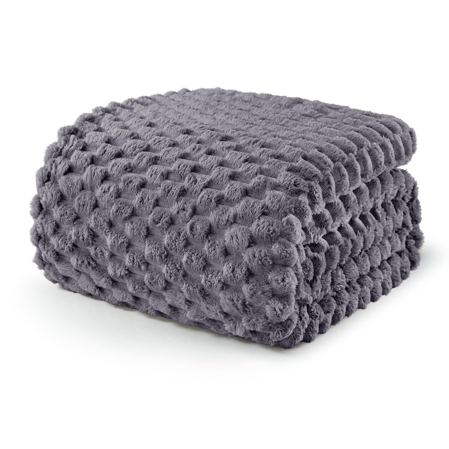 Exclusivo Mezcla Fleece California King Blanket for Bed, Oversized Fuzzy Grey Bed Blankets, Soft Cozy Plush Sofa Throws for All Seasons, 120x120 Inches
