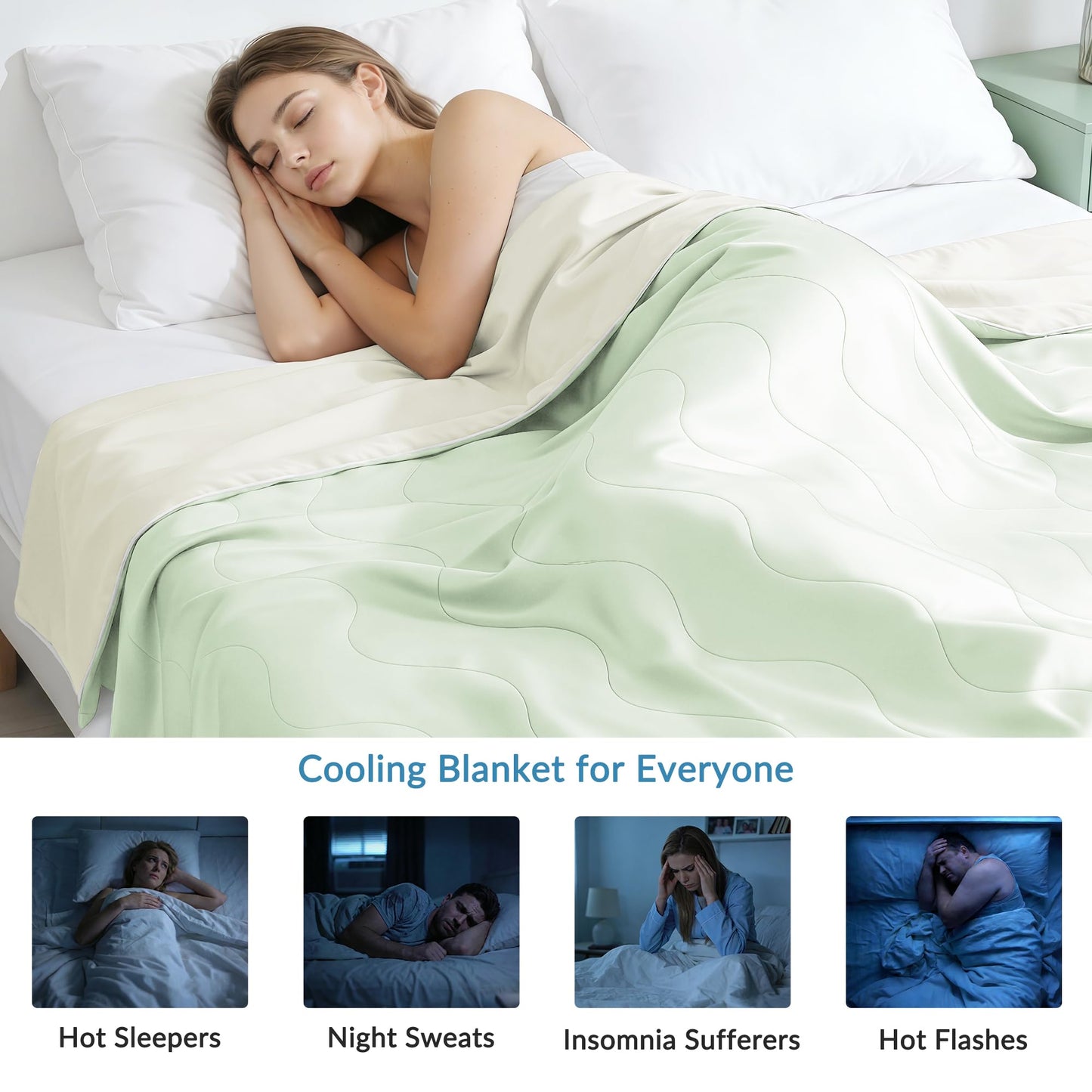 Exclusivo Mezcla Cooling Comforter Twin Size Sage Green, Lightweight Summer Blanket for Hot Sleepers, Soft Breathable Cool Bedding Duvet for Night Sweats, 68"x88"