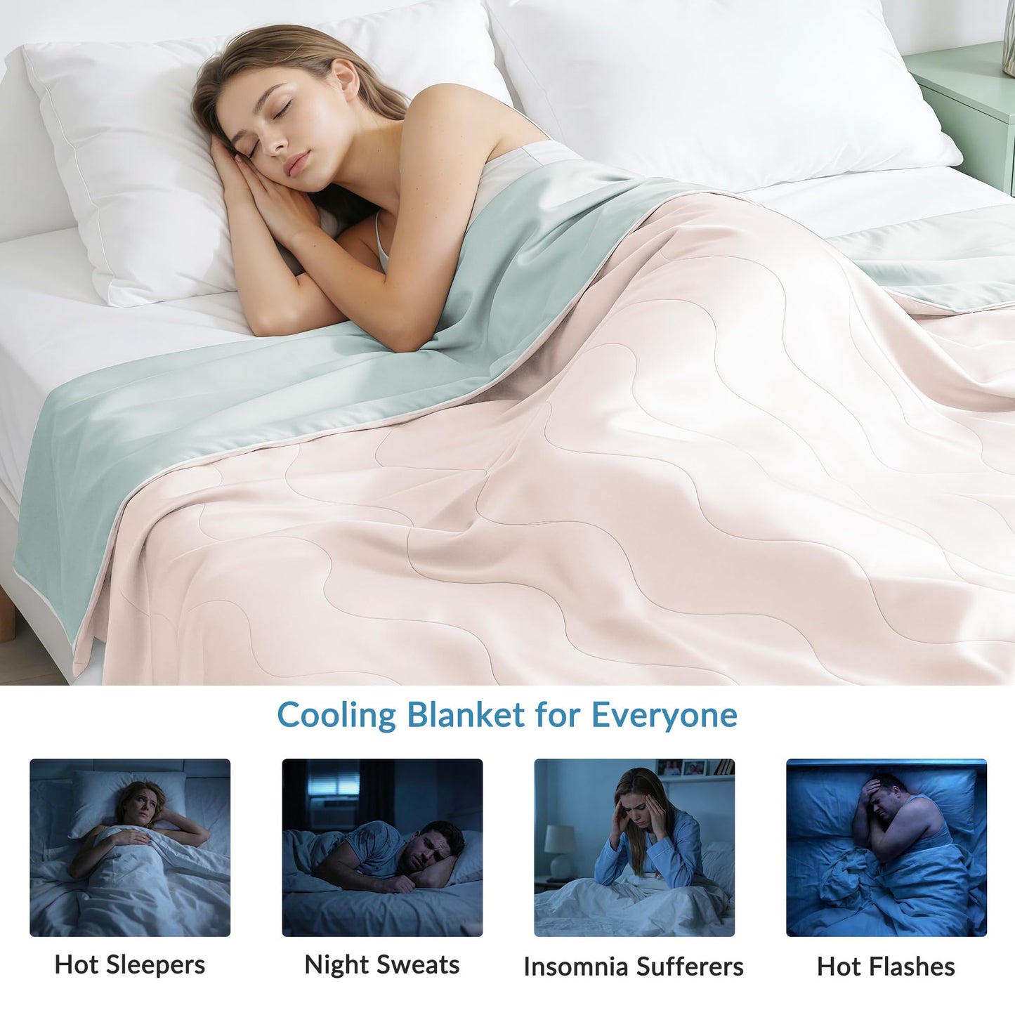 Exclusivo Mezcla Cooling Comforters Queen Size Blush Pink, Lightweight Summer Blanket for Hot Sleepers, Soft Breathable Cool Bedding Duvet for Night Sweats, 90"x90"