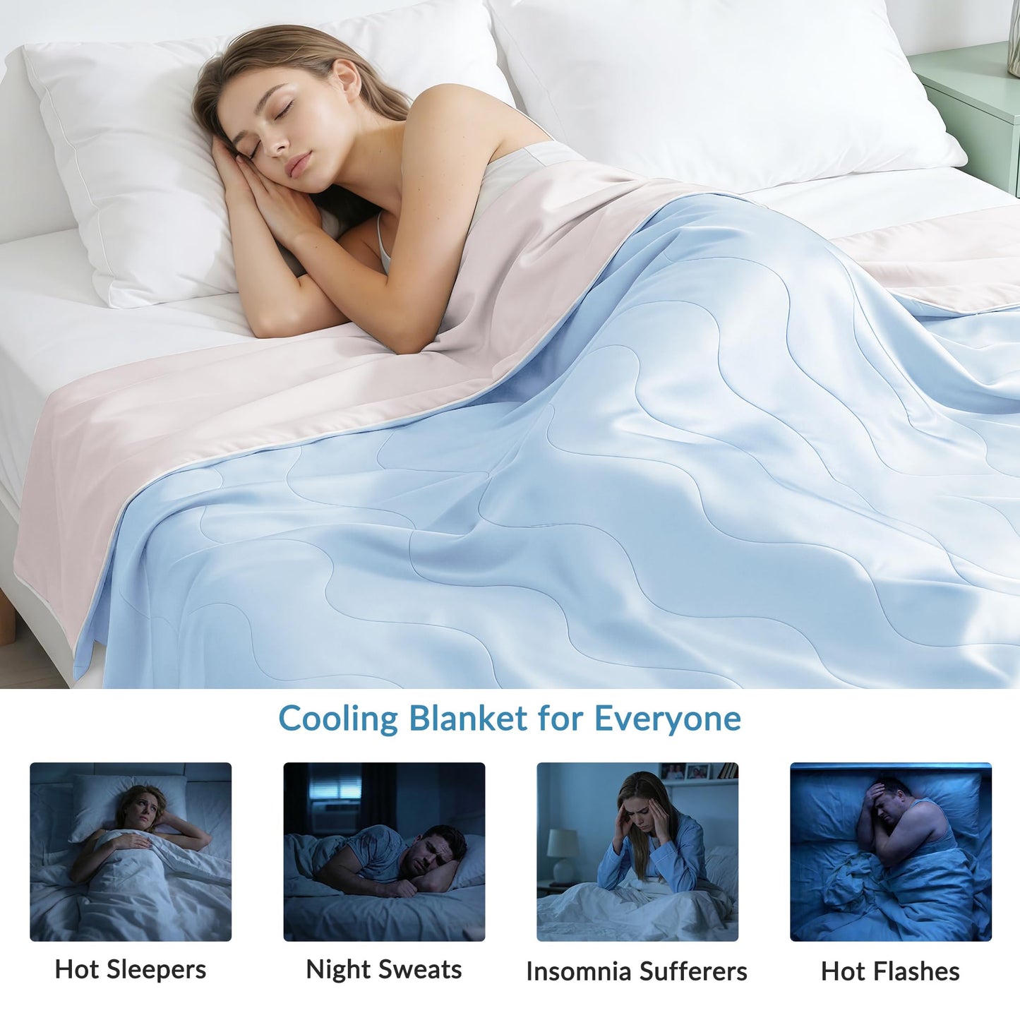 Exclusivo Mezcla Cooling Comforter California King Size Light Blue, Lightweight Summer Blanket for Hot Sleepers, Soft Breathable Cool Bedding Duvet for Night Sweats, 108"x90"