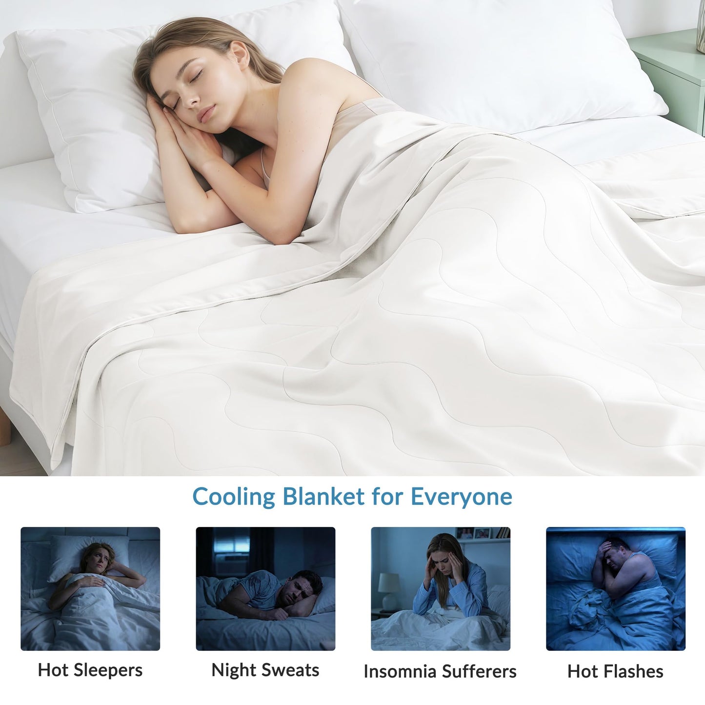 Exclusivo Mezcla Cooling Comforter California King Size White, Lightweight Summer Blanket for Hot Sleepers, Soft Breathable Cool Bedding Duvet for Night Sweats, 108"x90"