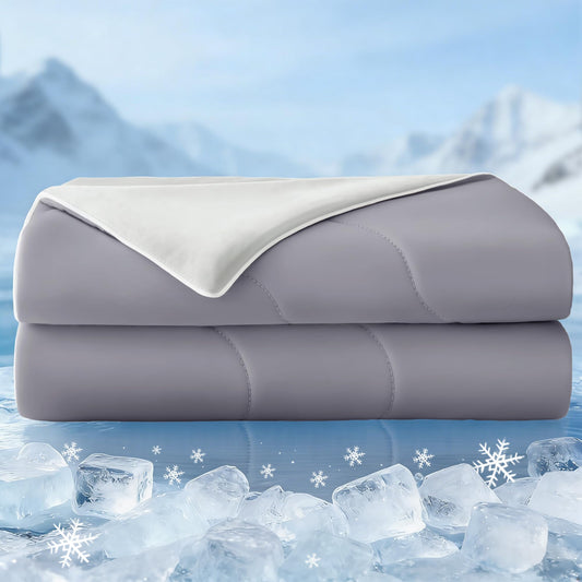 Exclusivo Mezcla Cooling Comforters Queen Size Grey, Lightweight Summer Blanket for Hot Sleepers, Soft Breathable Cool Bedding Duvet for Night Sweats, 90"x90"