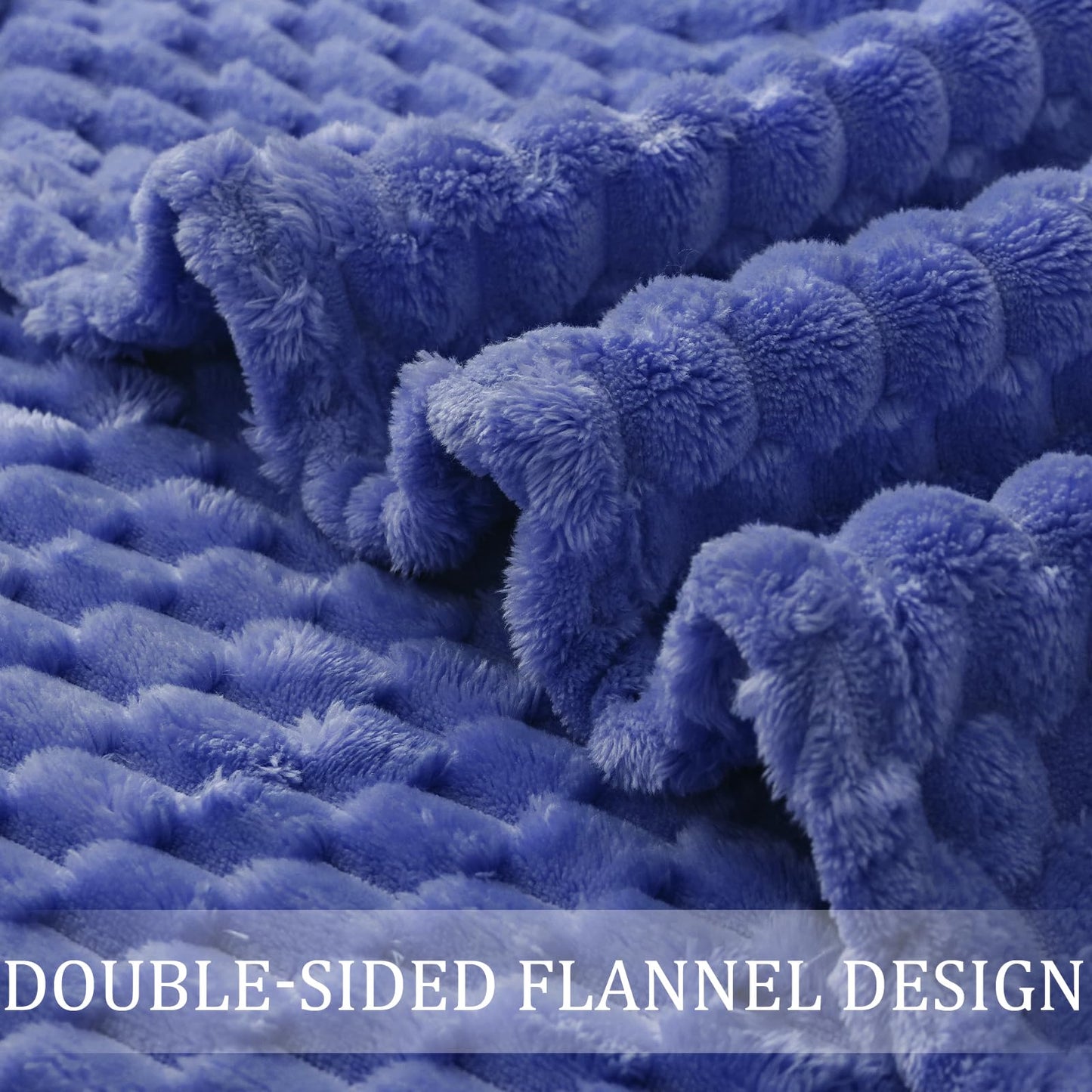 Exclusivo Mezcla Fleece Throw Blanket for Couch, Extra Large Fuzzy Cobalt Blue Bed Blankets, Soft Cozy Plush Sofa Throws for All Seasons, 50x70 Inches