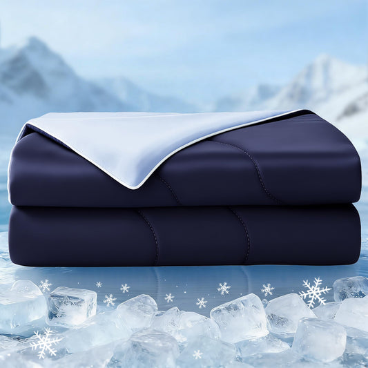 Exclusivo Mezcla Cooling Comforter California King Size Navy, Lightweight Summer Blanket for Hot Sleepers, Soft Breathable Cool Bedding Duvet for Night Sweats, 108"x90"