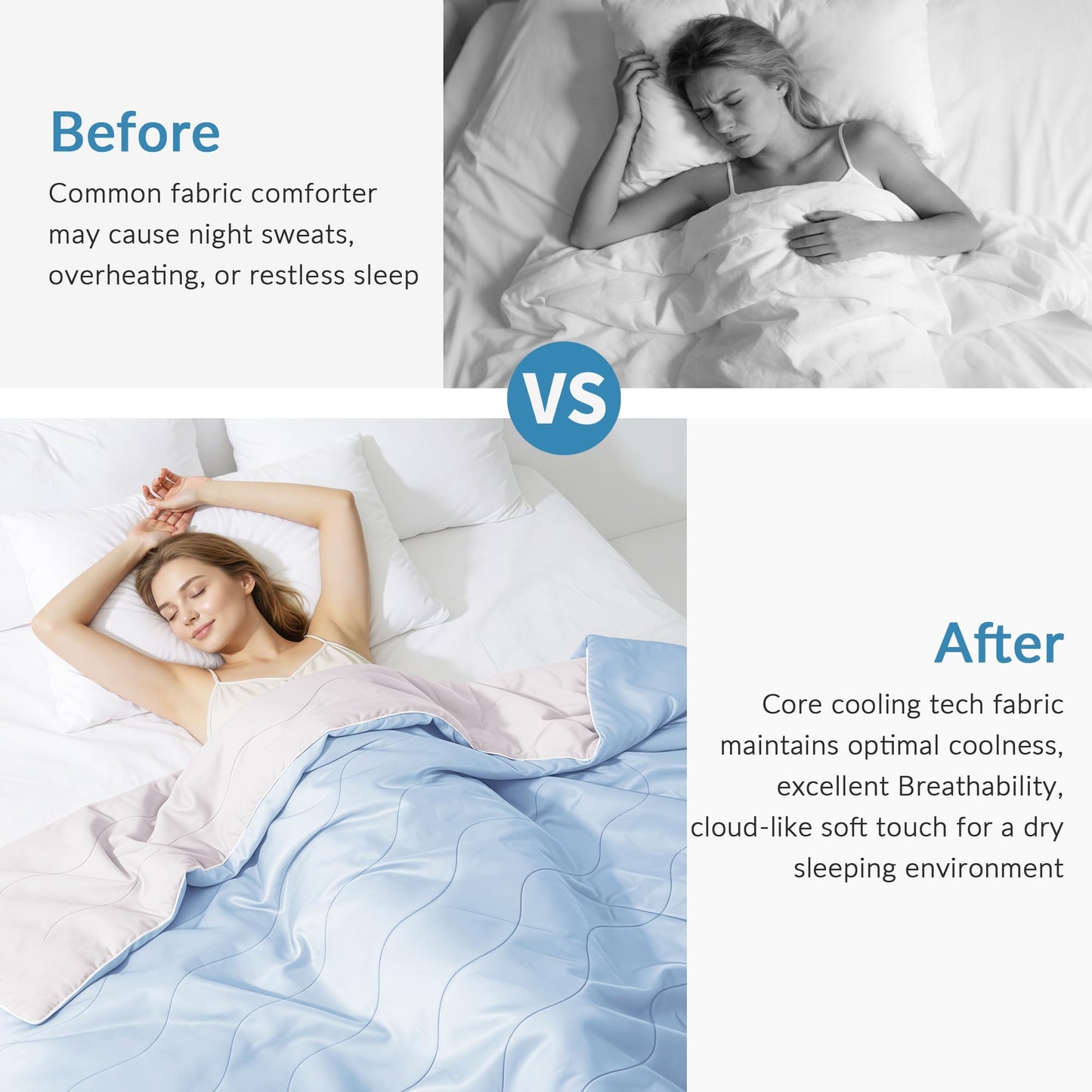 Exclusivo Mezcla Cooling Comforter California King Size Light Blue, Lightweight Summer Blanket for Hot Sleepers, Soft Breathable Cool Bedding Duvet for Night Sweats, 108"x90"