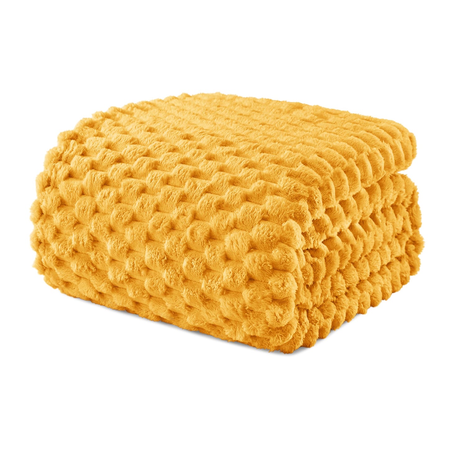 Exclusivo Mezcla Fleece Twin Blanket for Bed, Extra Large Fuzzy Mustard Yellow Bed Blankets, Soft Cozy Plush Sofa Throws for All Seasons, 60x80 Inches