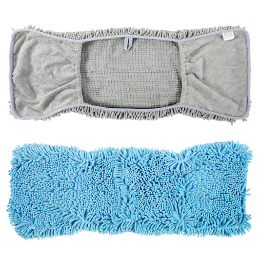 2 Pack Luxury Absorbent Dog Towels, (35"x15") Extra Large Microfiber Quick Drying Dog Shammy with Hand Pockets Pet Towel for Dog and Cat, Machine Washable (Grey+Blue)