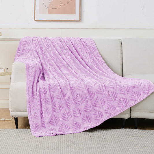 Exclusivo Mezcla Fleece Throw Blanket for Couch, Super Soft and Warm Blankets for All Seasons, Plush Fuzzy and Lightweight Lilac Purple throw,50x60 Inch