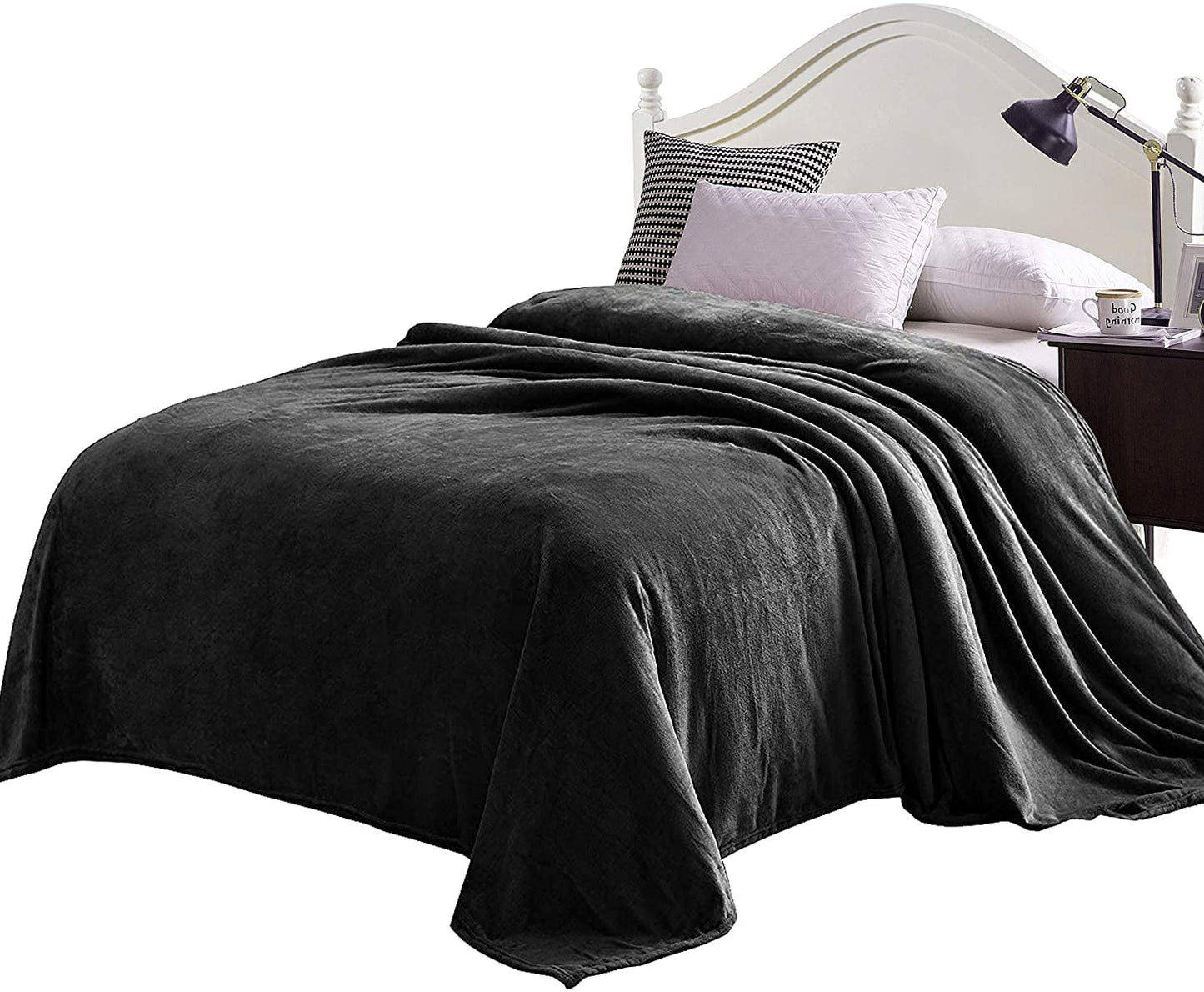 Exclusivo Mezcla Queen Size Velvet Flannel Fleece Plush Queen Size Bed Blanket as Bedspread/Coverlet/Bed Cover (90" x 90", Grey) - Soft, Lightweight, Warm and Cozy