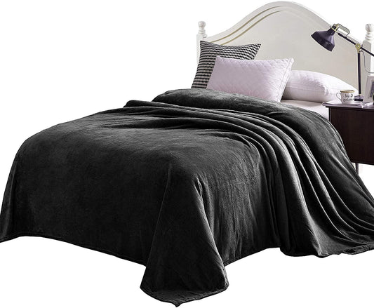 Exclusivo Mezcla Queen Size Velvet Flannel Fleece Plush Queen Size Bed Blanket as Bedspread/Coverlet/Bed Cover (90" x 90", Grey) - Soft, Lightweight, Warm and Cozy