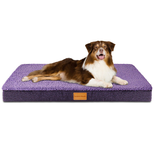 Exclusivo Mezcla Orthopedic Pet Bed for Medium Dogs 36"X24", Waterproof Dog Beds with Removable Washable Cover, Purple