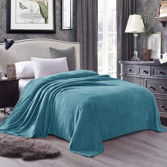 Exclusivo Mezcla Twin Size Flannel Fleece Velvet Plush Bed Blanket as Bedspread/Coverlet/Bed Cover (60" x 80", Slate Blue) - Soft, Lightweight, Warm and Cozy