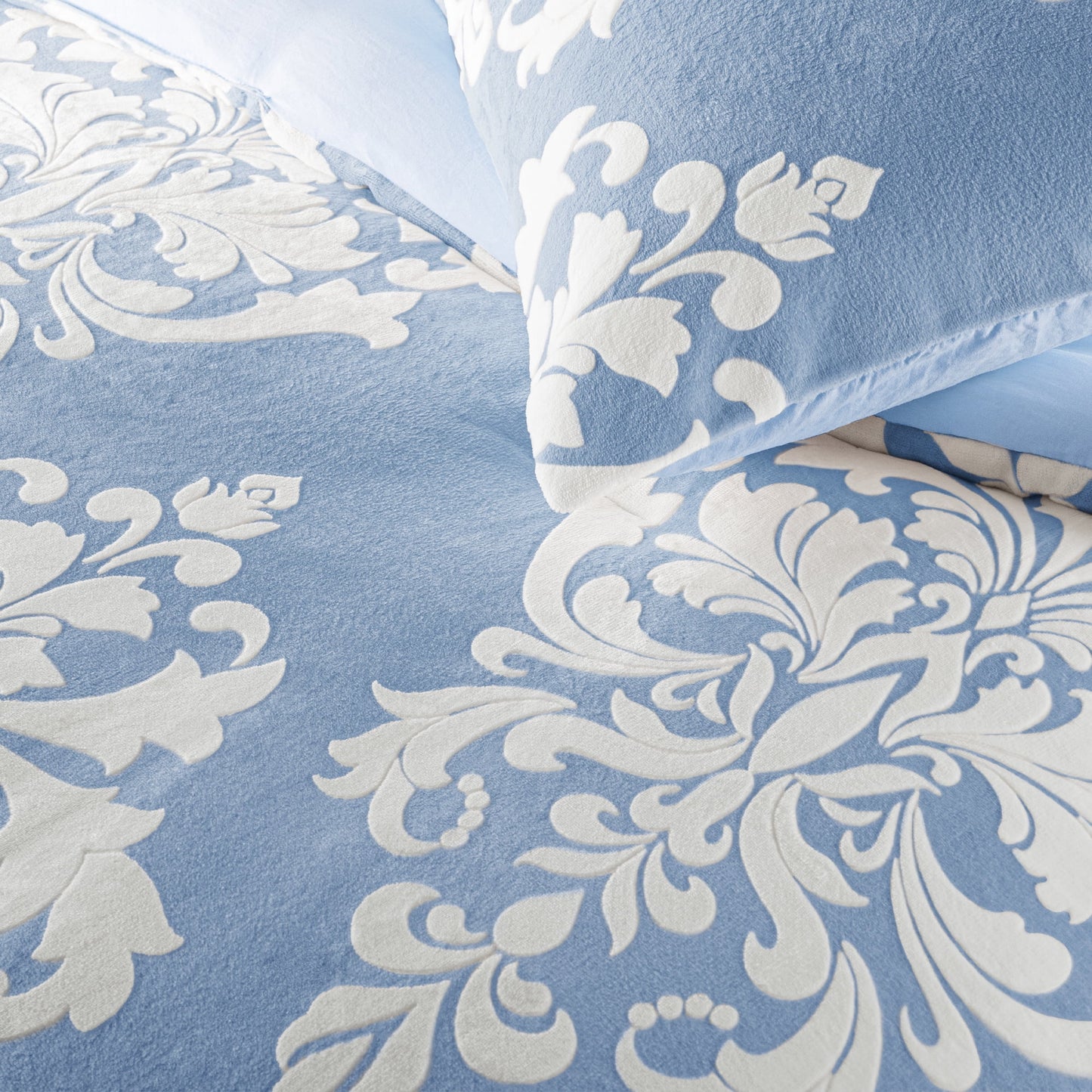 Exclusivo Mezcla Luxury Fuzzy Twin Comforter Set, 2 Pieces Boho Soft Warm Grayish Blue Comforters, Reversible Flannel Fluffy Bedding Comforter Sets for All Seasons