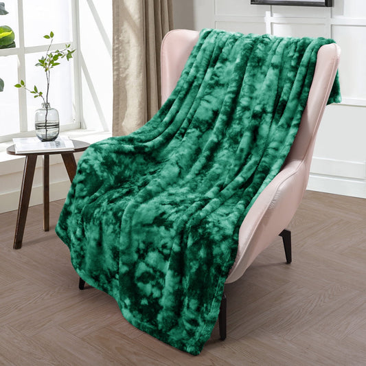 Exclusivo Mezcla Super Soft Tie Dye Blanket, Shaggy Plush Decorative Throw Blankets for Couch, Sofa, Bed, All Seasons (50x70 inches, Tie Dye Green)