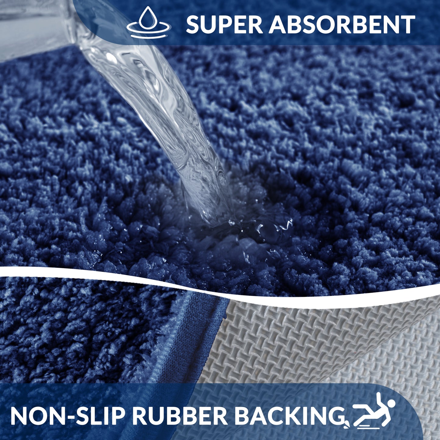 Exclusivo Mezcla Bathroom Rugs Mat 24x36, Extra Soft Non Slip Absorbent Water Microfiber Bath Rugs, Machine Washable Quick Dry Bath Mats for Bathroom Floor, Shower, Home Decor, Solid Navy Blue