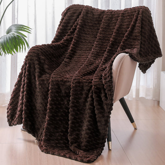 Exclusivo Mezcla Extra Large Soft Fleece Throw Blanket, 50x70 Inches 3D Clouds Stylish Jacquard Throw Blanket for Couch, Cozy Soft Lightweight for All Season, Coffee Blanket