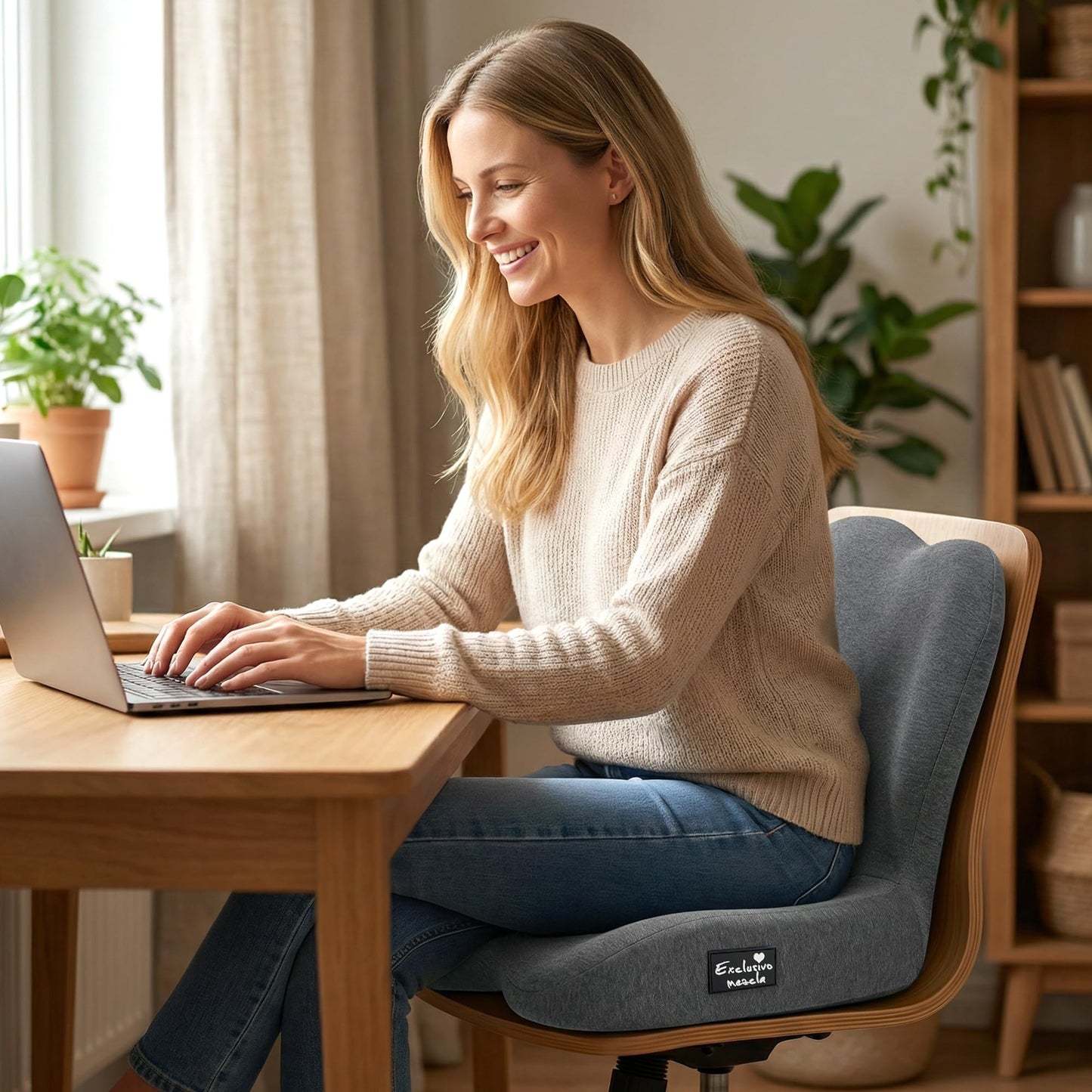 Exclusivo Mezcla Memory Foam Seat Cushion, Ergonomic Tailbone Pain Relief Cushions, Non-Slip Seat Pad for Office Chair and Car Seat, Grey