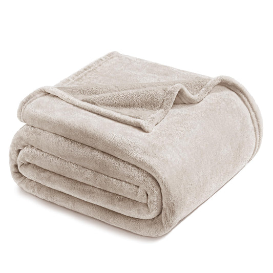 Exclusivo Mezcla Fleece Blanket Cal King Size for Bed, Super Soft and Warm, All Season, Cozy, Plush, Lightweight, 120x120 Inches, Camel