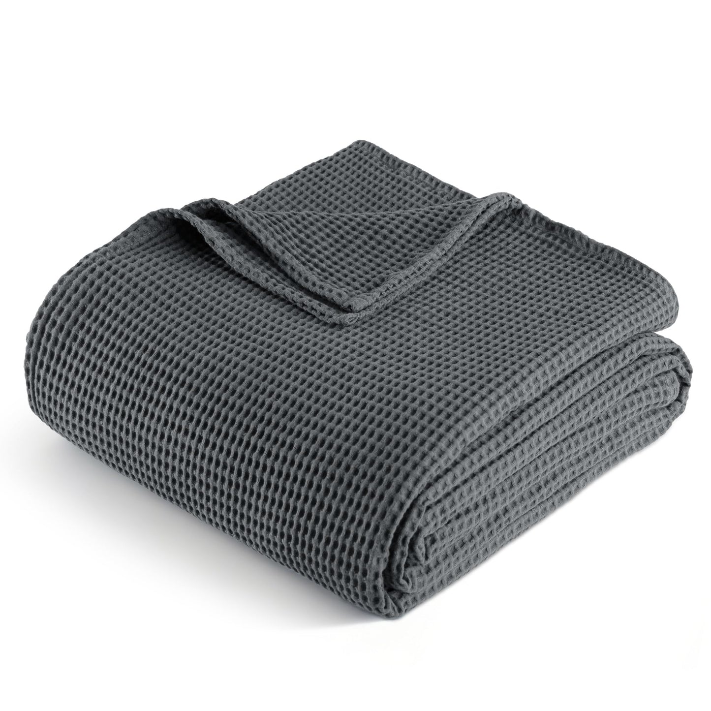 Exclusivo Mezcla 100% Cotton Waffle Weave Throw Blanket, Soft, Lightweight and Breathable Muslin Gauze Blanket for Couch, Sofa, All Season, 50"x70", Dark Grey