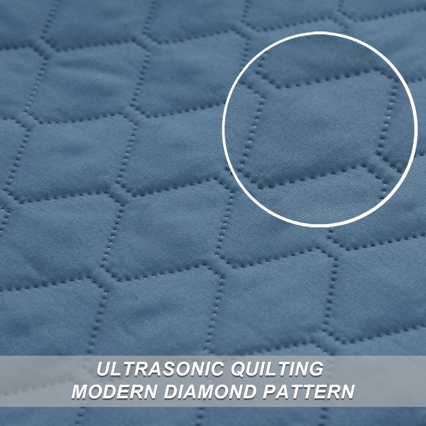 Exclusivo Mezcla Reversible California King Size Quilt Bedding Set with Pillow Shams, Lightweight Quilts Cal King Size, Soft Bedspreads Bed Coverlets for All Seasons - (Grayish Blue, 112"x104")