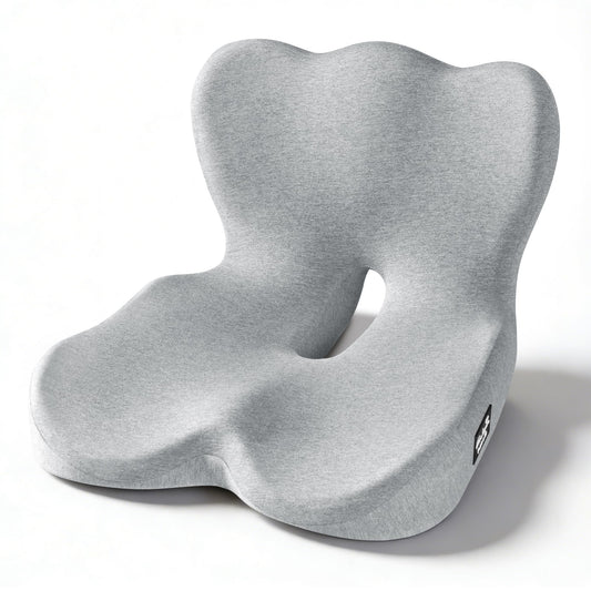 Exclusivo Mezcla Memory Foam Seat Cushion, Ergonomic Tailbone Pain Relief Cushions, Non-Slip Seat Pad for Office Chair and Car Seat, Light Grey