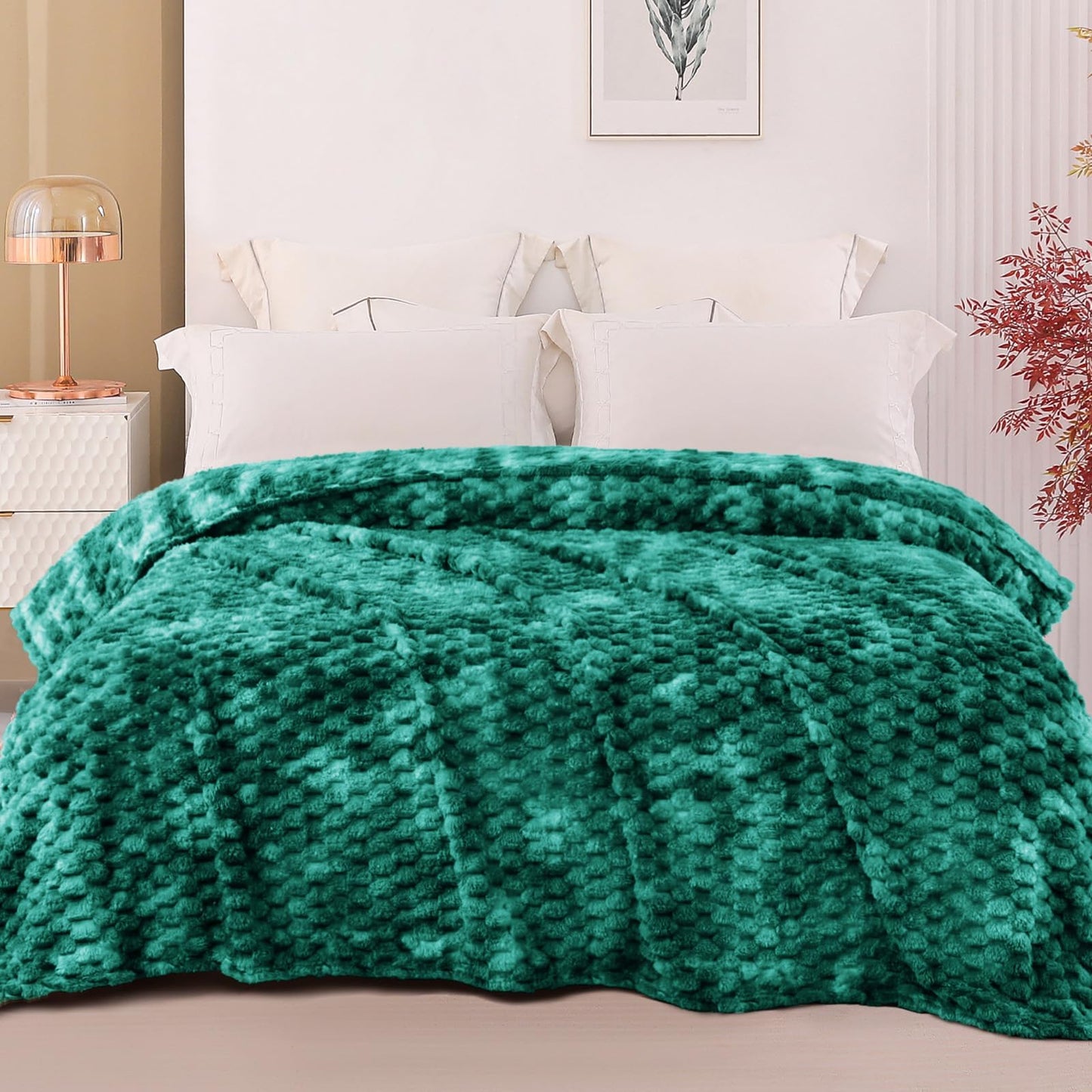 Exclusivo Mezcla Fleece Twin Blanket for Bed, Extra Large Fuzzy Tie-dye Teal Bed Blankets, Soft Cozy Plush Sofa Throws for All Seasons, 90x66 Inches