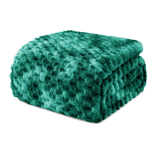 Exclusivo Mezcla Fleece Twin Blanket for Bed, Extra Large Fuzzy Tie-dye Teal Bed Blankets, Soft Cozy Plush Sofa Throws for All Seasons, 90x66 Inches