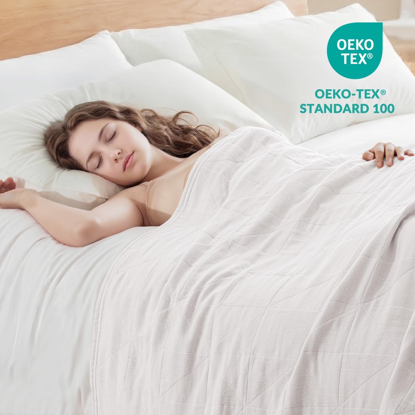 Exclusivo Mezcla 100% Cotton 4 Layers Muslin Twin Blanket for Dorm, Moisture-wicking and Breathable Gauze Blanket with Geometric Pattern for Year Round Comfort, 60"x80", Pure White