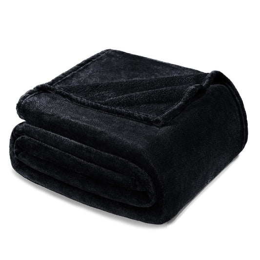 Exclusivo Mezcla Fleece Blanket Cal King Size for Bed, Super Soft and Warm, All Season, Cozy, Plush, Lightweight, 120x120 Inches, Black