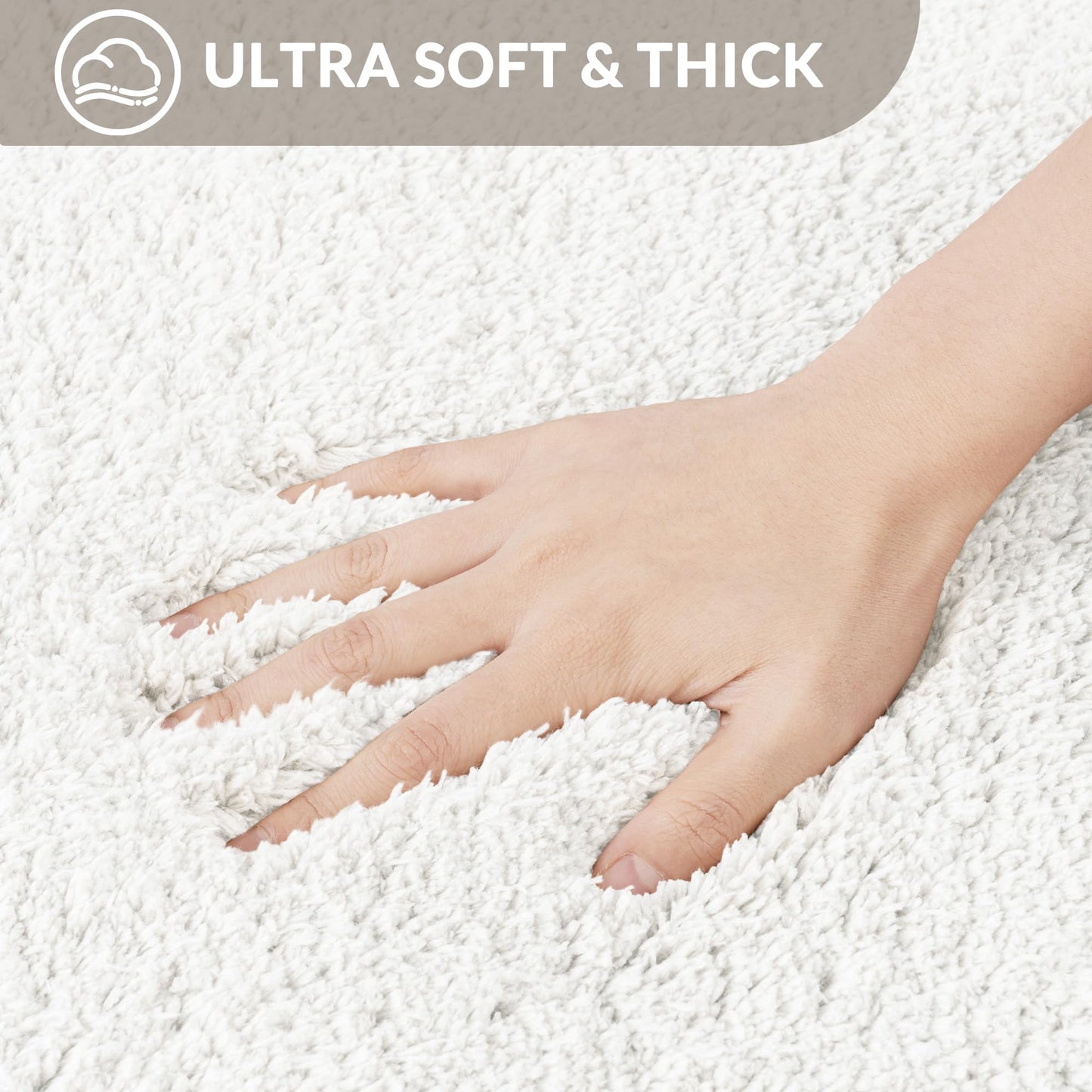 Exclusivo Mezcla Toilet Rugs U-Shaped 20x24, Extra Soft Non Slip Absorbent Water Microfiber Bath Rugs, Machine Washable Quick Dry Bath Mats for Toilet, Solid Ivory
