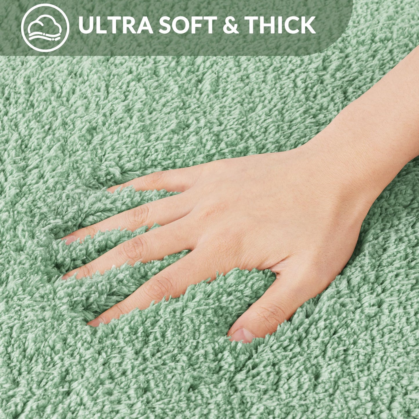 Exclusivo Mezcla Bathroom Rugs Mat 24x70, Extra Soft Non Slip Absorbent Water Microfiber Bath Rugs, Machine Washable Quick Dry Bath Mats for Bathroom Floor, Shower, Home Decor, Solid Green