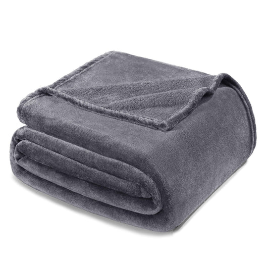 Exclusivo Mezcla Fleece Blanket Cal King Size for Bed, Super Soft and Warm, All Season, Cozy, Plush, Lightweight, 120x120 Inches, Dark Grey