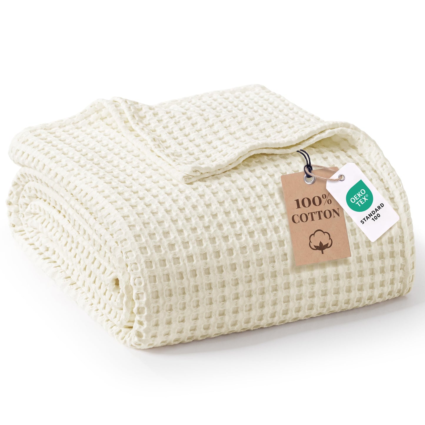 Exclusivo Mezcla 100% Cotton Queen Size Blanket, Lightweight Gauze Blankets for Sofa(90"x90", Ivory)