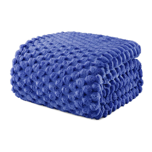 Exclusivo Mezcla Fleece Twin Blanket for Bed, Extra Large Fuzzy Cobalt Blue Bed Blankets, Soft Cozy Plush Sofa Throws for All Seasons, 60x80 Inches