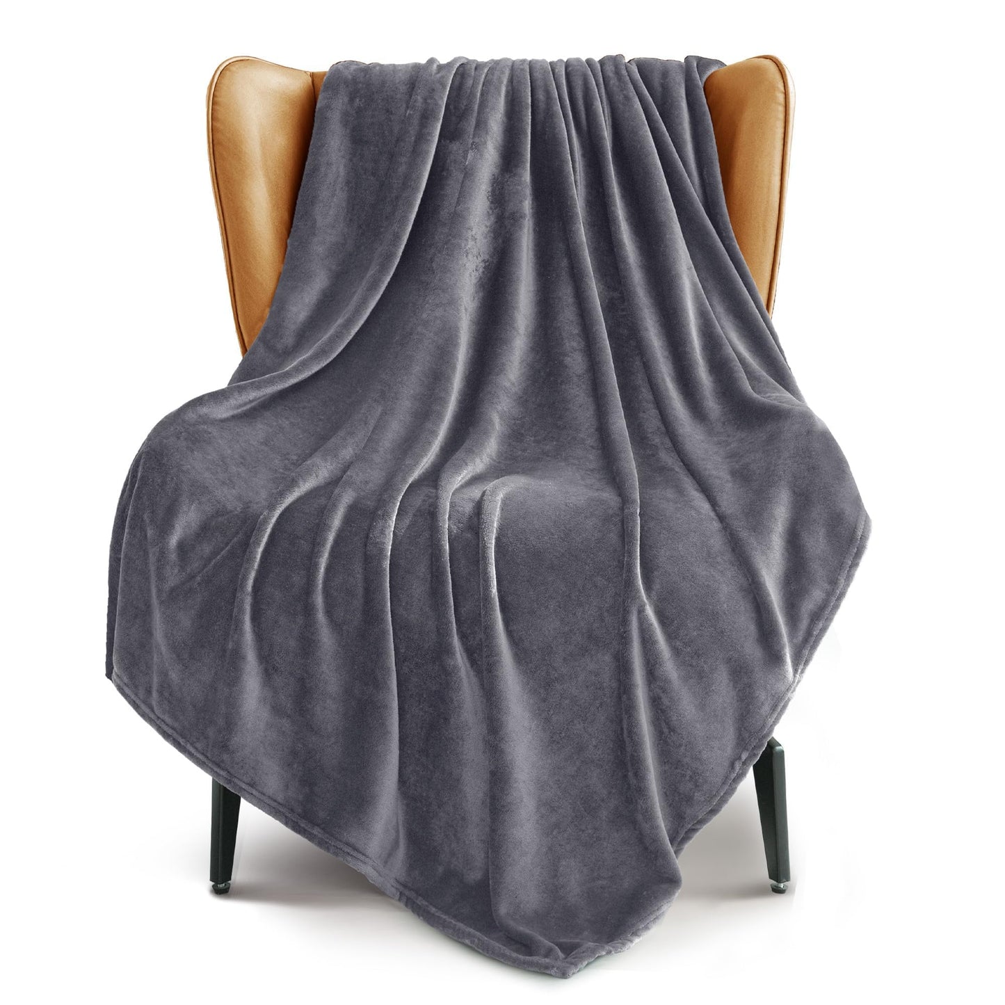 Exclusivo Mezcla Fleece Throw Blanket for Couch, Sofa, 300GSM Super Soft and Warm Blankets, Dark Grey Throw All Season Use, Cozy, Plush, Lightweight, 50x60 Inches
