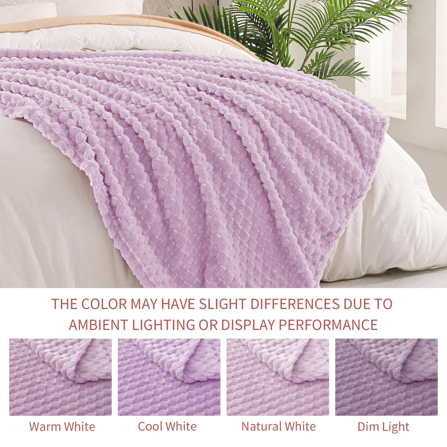 Exclusivo Mezcla Fleece Twin Blanket for Bed, Extra Large Fuzzy Lilac Purple Bed Blankets, Soft Cozy Plush Sofa Throws for All Seasons, 60x80 Inches