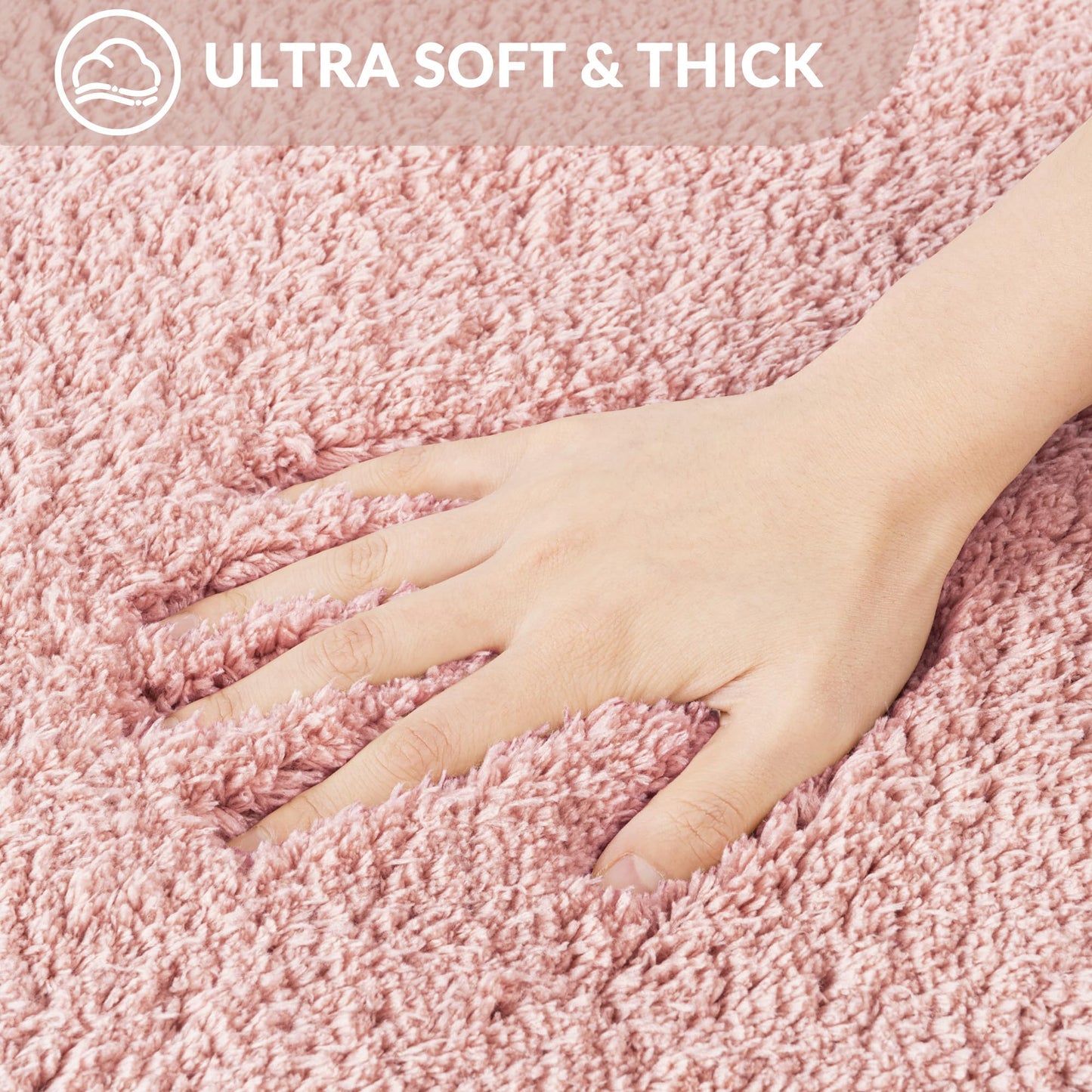 Exclusivo Mezcla Bathroom Rugs Mat 17x24, Extra Soft Non Slip Absorbent Water Microfiber Bath Rugs, Machine Washable Quick Dry Bath Mats for Bathroom Floor, Shower, Home Decor, Solid Pink