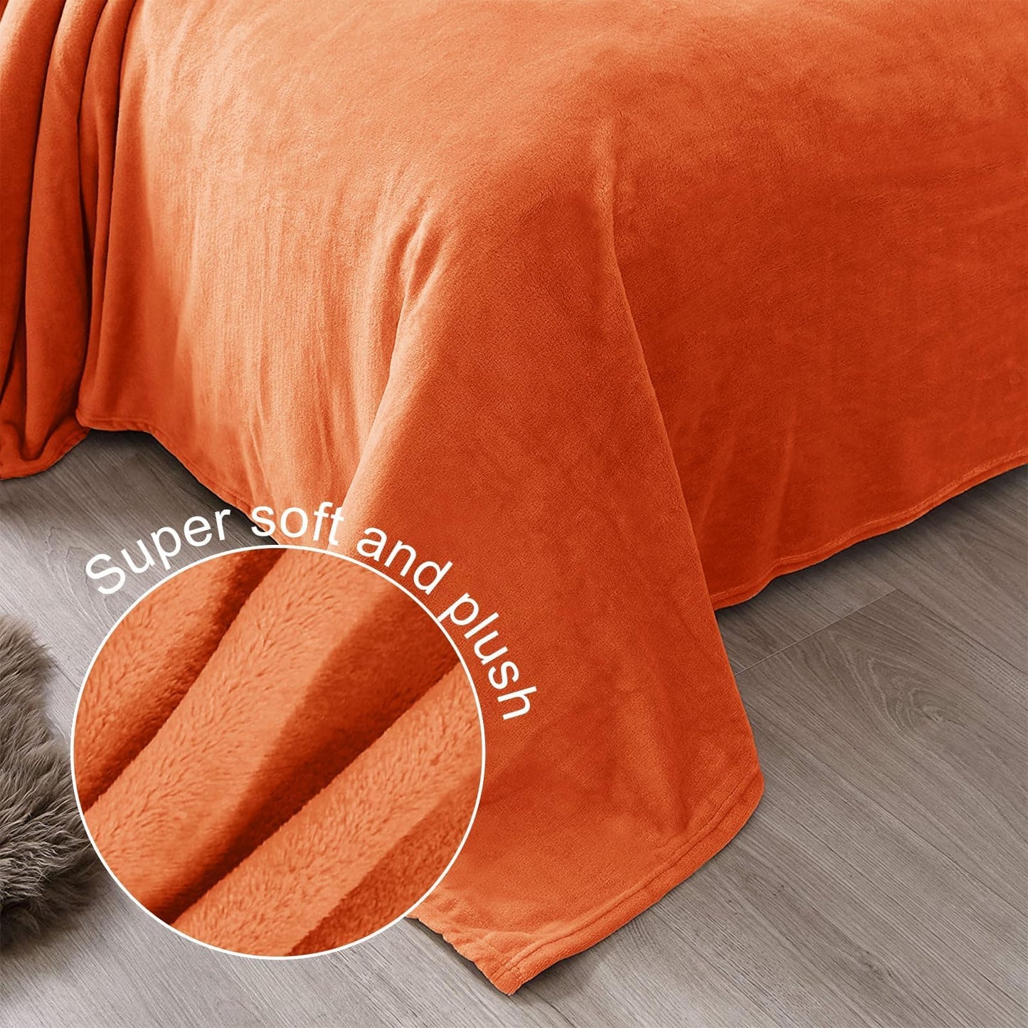 Exclusivo Mezcla Fleece Throw XL Blanket for Couch, Sofa, Super Soft and Warm Burnt Orange Blankets, All Season, Cozy, Plush, Lightweight, 50x70 Inches