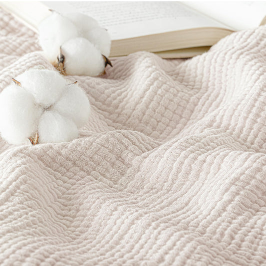 Exclusivo Mezcla 100% Cotton Muslin Blanket, Twin Size 4 Layers Breathable and Lightweight Gauze Blankets for Bed, Soft Bedspread with Fringes, 60"x80", White