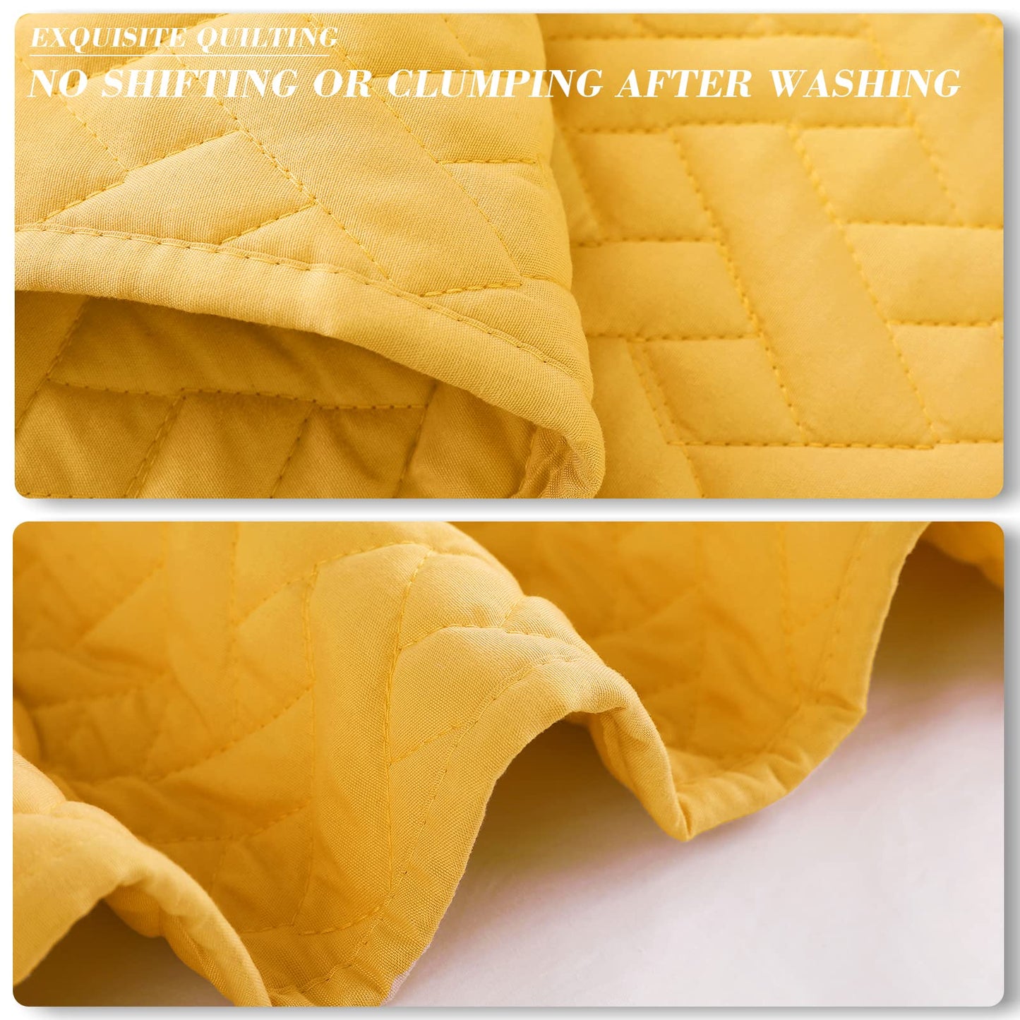 Exclusivo Mezcla 2-Piece Twin Size Quilt Set with One Pillow Sham, Basket Quilted Bedspread/Coverlet/Bed Cover(68x88 Inches, Yellow) -Soft, Lightweight and Reversible