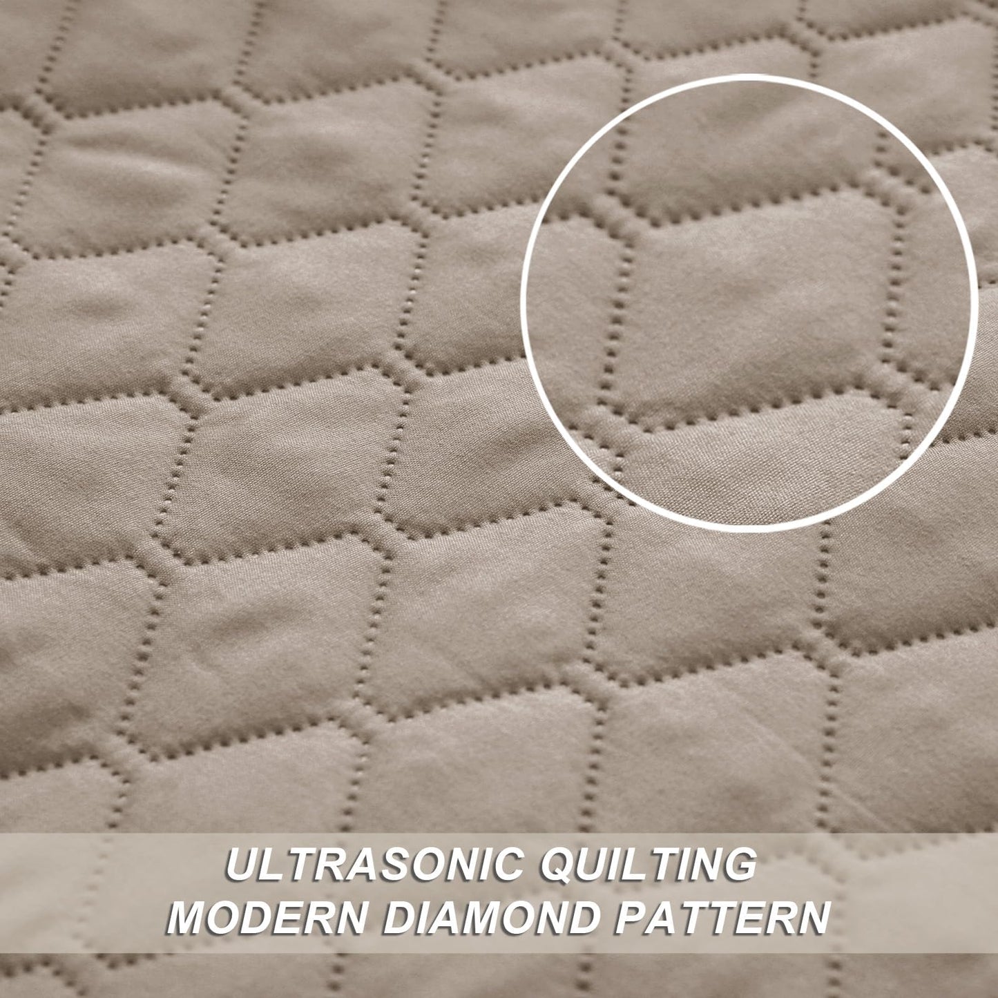 Exclusivo Mezcla Reversible King Size Quilt Bedding Set with Pillow Shams, Lightweight Quilts King Size, Soft Bedspreads Bed Coverlets for All Seasons - (Taupe, 104"x96")