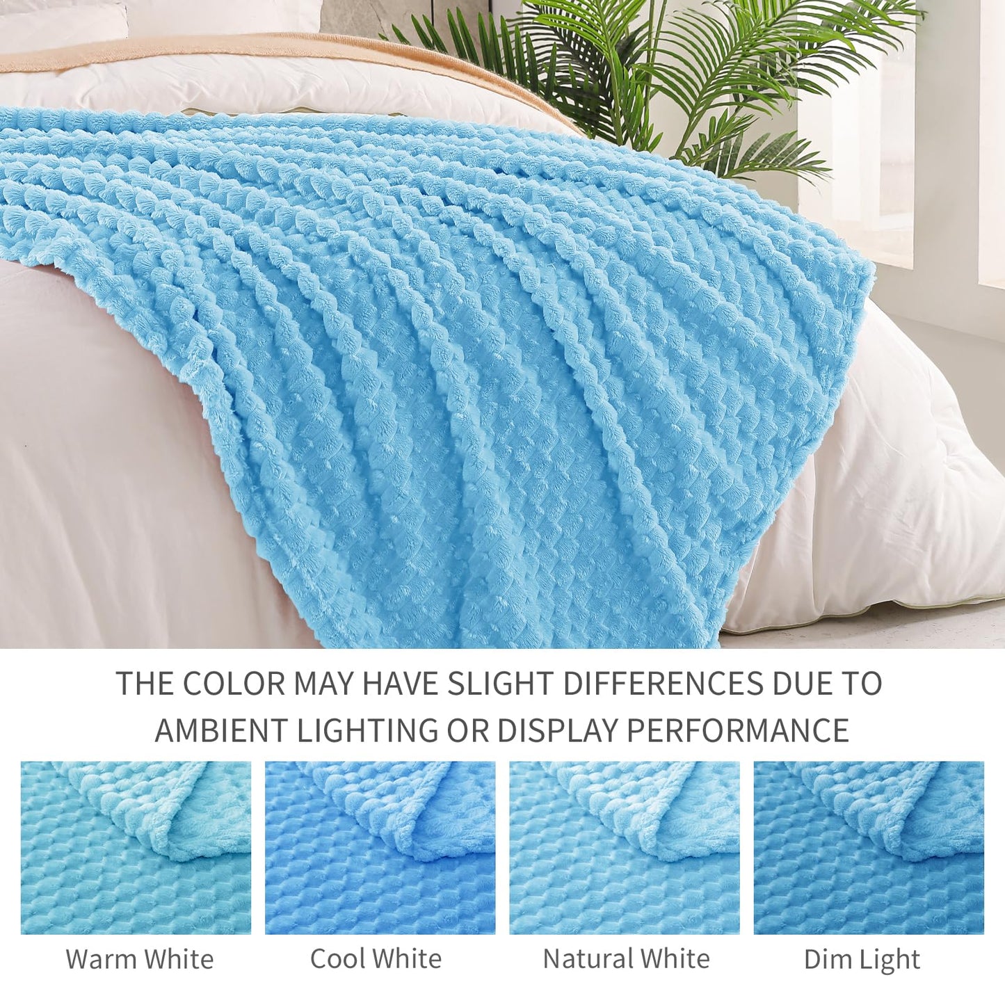 Exclusivo Mezcla Fleece Throw Blanket for Couch, Extra Large Fuzzy Blue Bed Blankets, Soft Cozy Plush Sofa Throws for All Seasons, 50x60 Inches