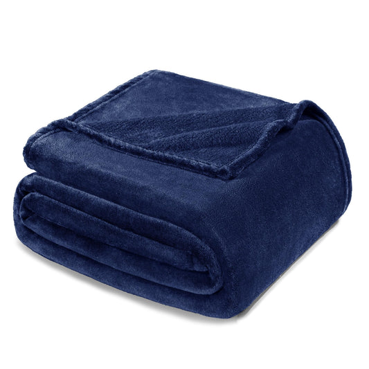 Exclusivo Mezcla Fleece Blanket Cal King Size for Bed, Super Soft and Warm, All Season, Cozy, Plush, Lightweight, 120x120 Inches, Navy Blue