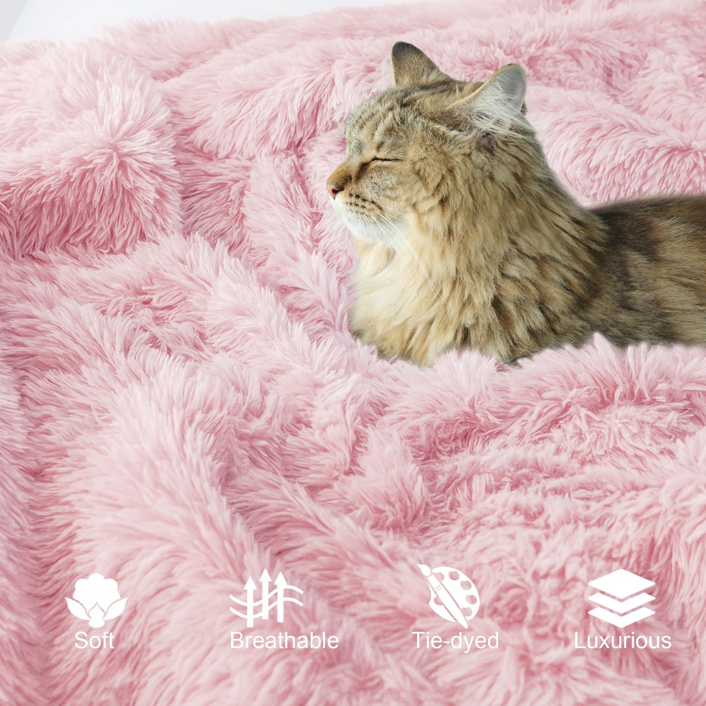 Exclusivo Mezcla Fuzzy Faux Fur Bed Blanket Twin Size, Reversible Shaggy Sherpa Fleece Blankets, Fluffy Plush Warm Throws for Couch, Bed, 60X80 Inches, Dusty Pink