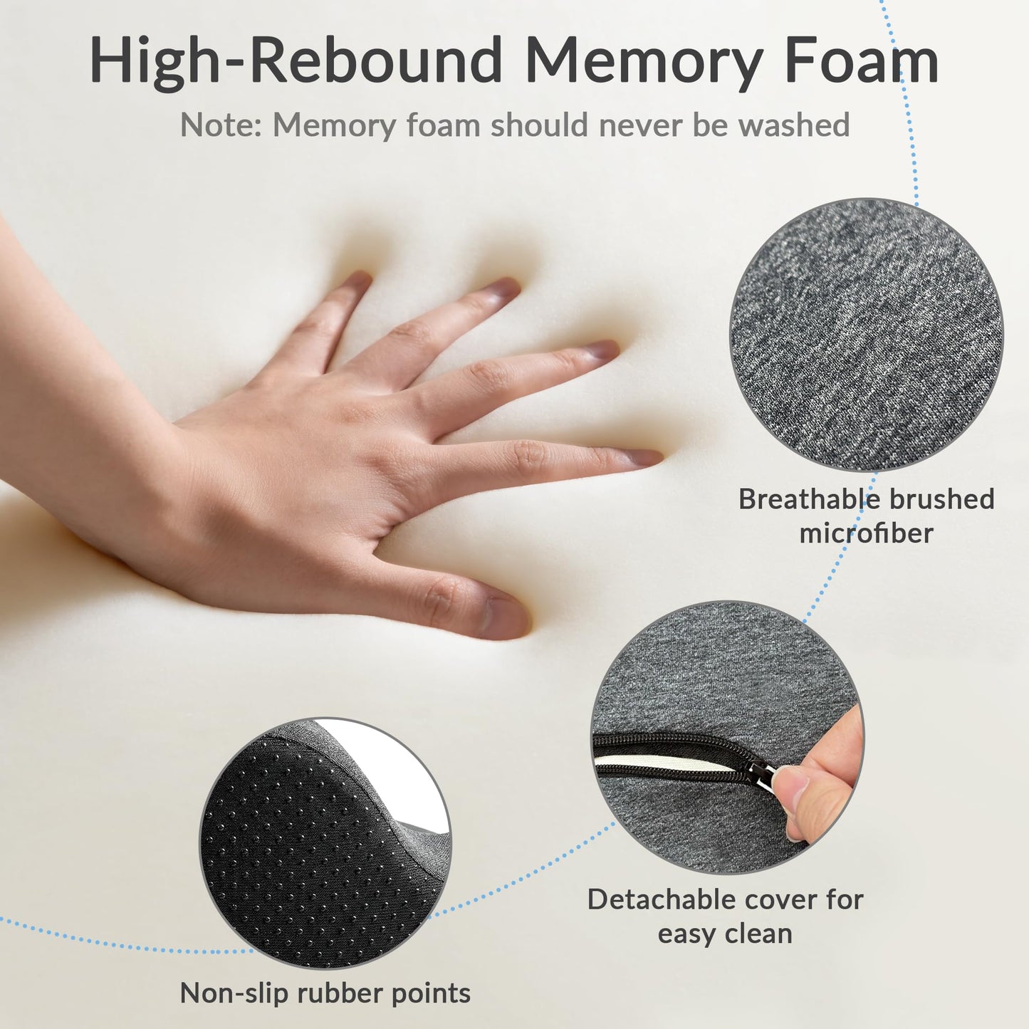 Exclusivo Mezcla Memory Foam Seat Cushion, Ergonomic Tailbone Pain Relief Cushions, Non-Slip Seat Pad for Office Chair and Car Seat, Grey