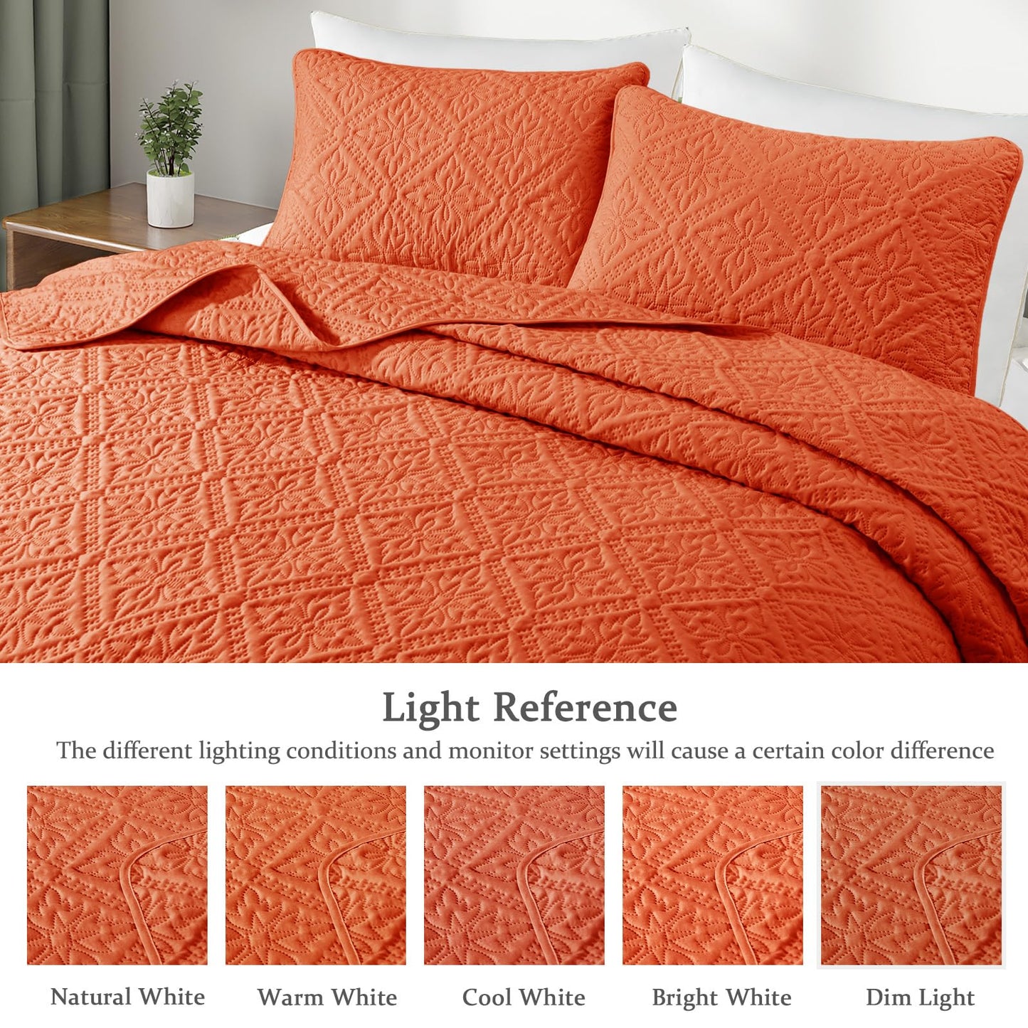 Exclusivo Mezcla Twin Quilt Bedding Set, Lightweight Soft Bedspreads Coverlets with 1 Pillow Sham, Modern Orange Quilts Twin XL Size for All Seasons
