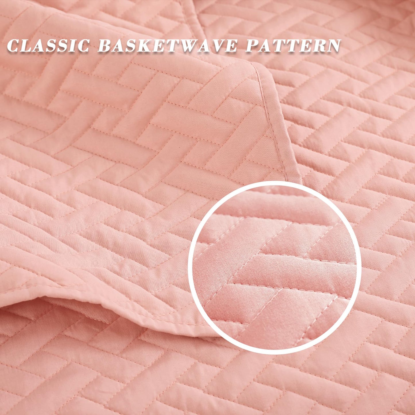 Exclusivo Mezcla 2-Piece Twin Size Quilt Set with One Pillow Sham, Basket Quilted Bedspread/Coverlet/Bed Cover(68x88 inches, Blush Pink)-Soft, Lightweight and Reversible