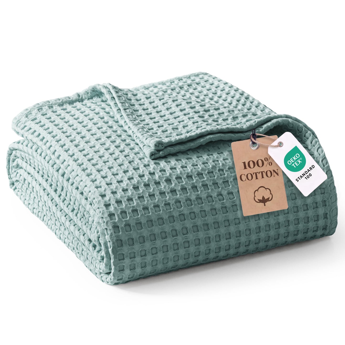 Exclusivo Mezcla 100% Cotton Throw Blanket, Lightweight Gauze Blankets for Sofa(50"x60", Stone Blue)