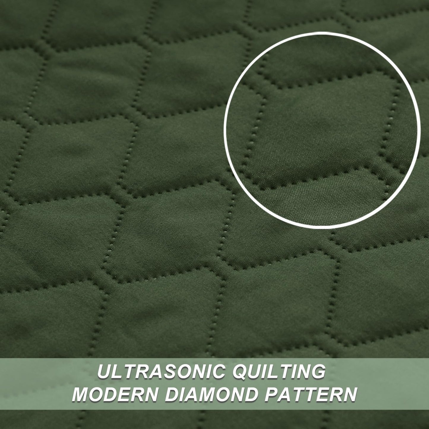 Exclusivo Mezcla Reversible Full Queen Quilt Bedding Set with Pillow Shams, Lightweight Quilts Queen Size, Soft Bedspreads Bed Coverlets for All Seasons - (Olive Green, 90"x96")